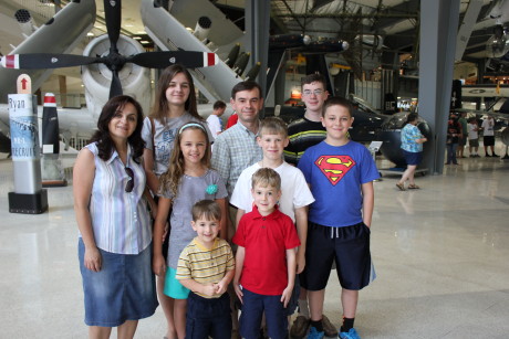 With my sister and her kids at the Naval Aviation Museum