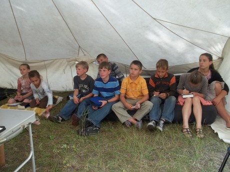 Bible lesson in a tent