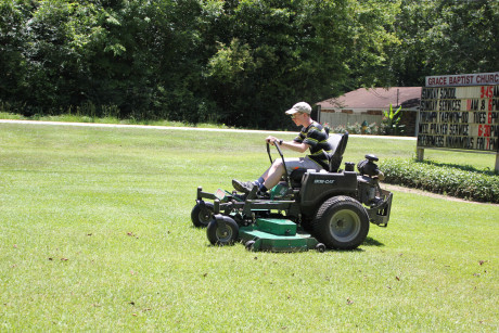 This lawn mower is really fast!