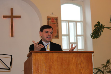 Preaching in the village on 'Bible Day'