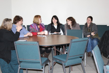 Natalia (far right), a Ukrainian teacher, has joined our reading committee