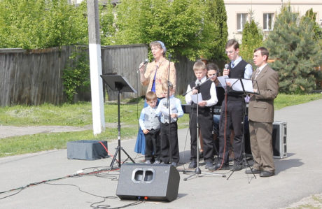 Singing at the village evangelism