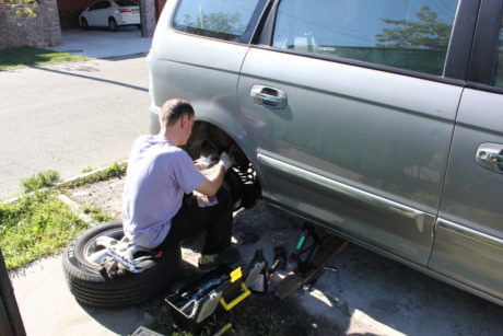 Fixing our van's brakes.