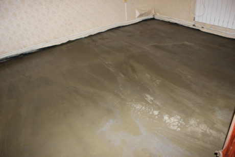 The freshly poured slab